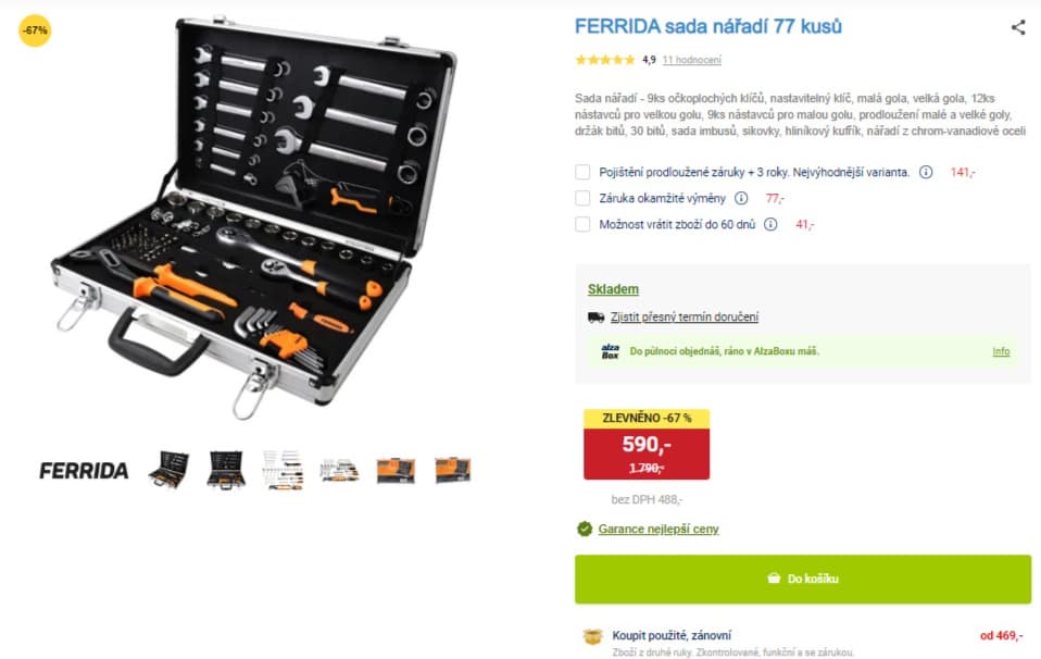 Sada nářadí 77 ks Ferrida, hliníkový kufr