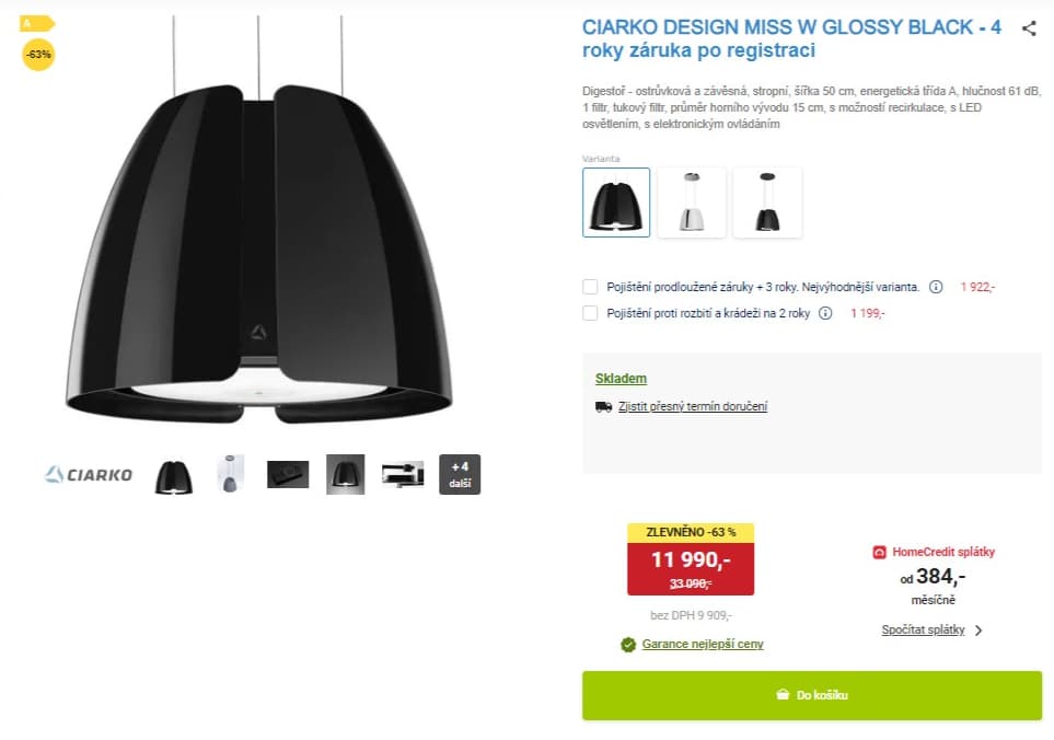 Design digestoř Ciarko 320m, LED