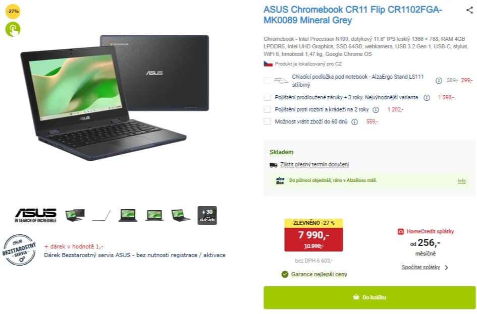 Chromebook Asus 3,4GHz, 4GB RAM, 11,6"