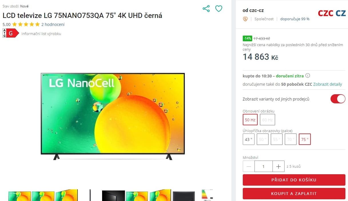 Nanocell TV, Smart, HDR, 189cm, LG