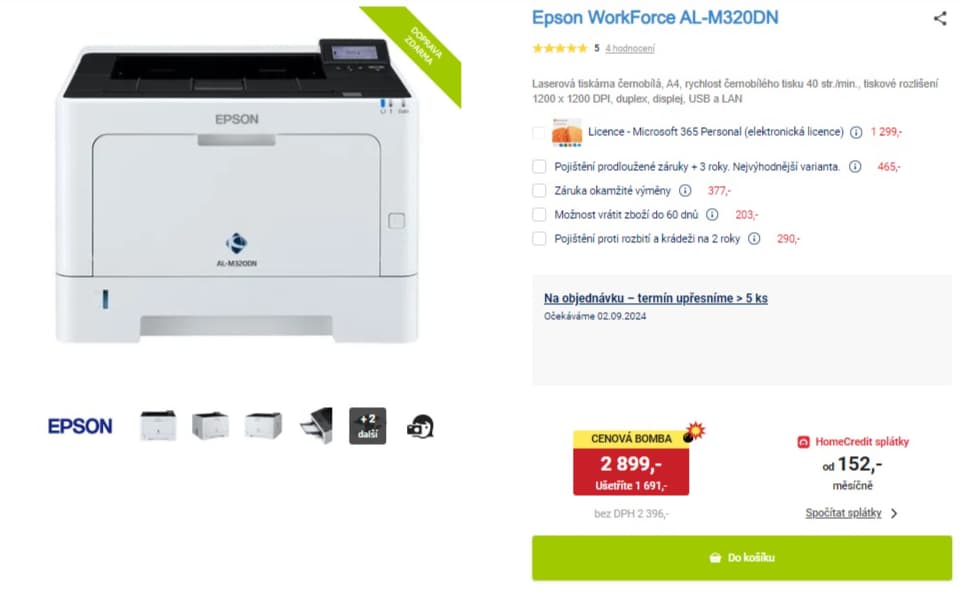 Laserová ČB tiskárna Epson