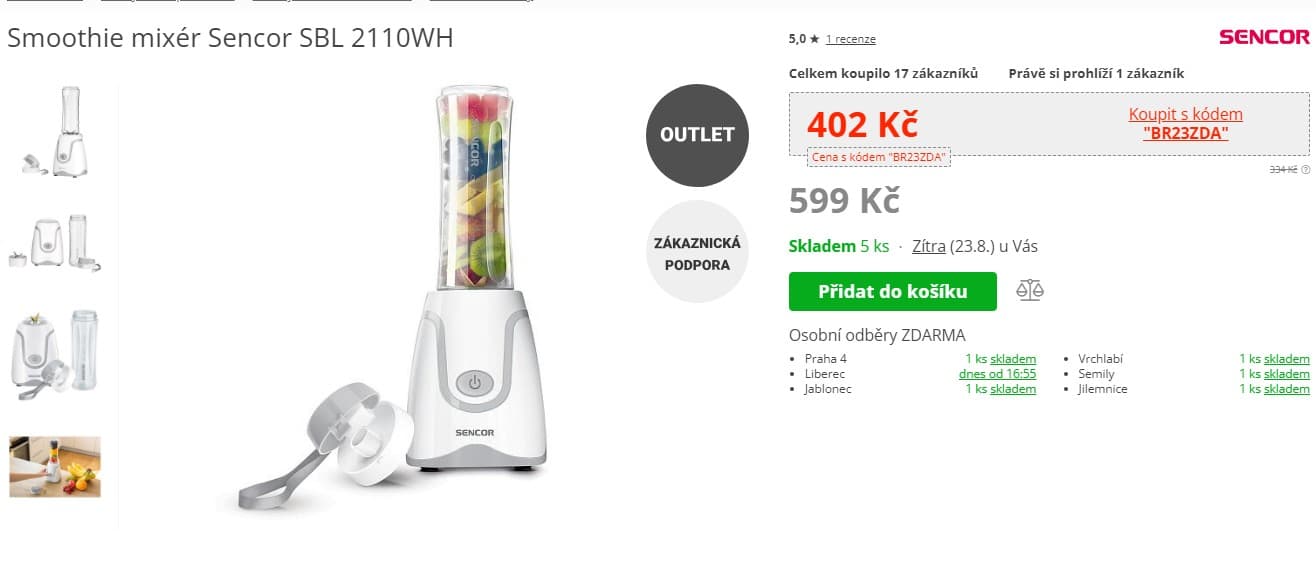 Smoothie mixér Sencor SBL 2110WH