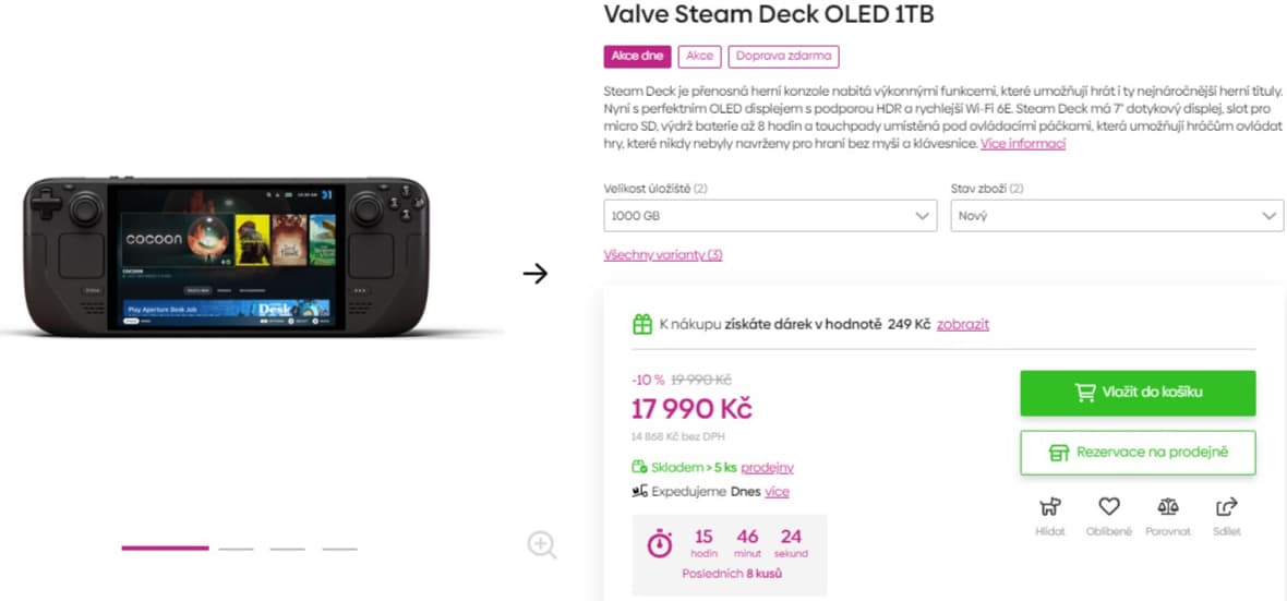 Herní handheld Valve Steam 3,5GHz, 16GB RAM, 1TB