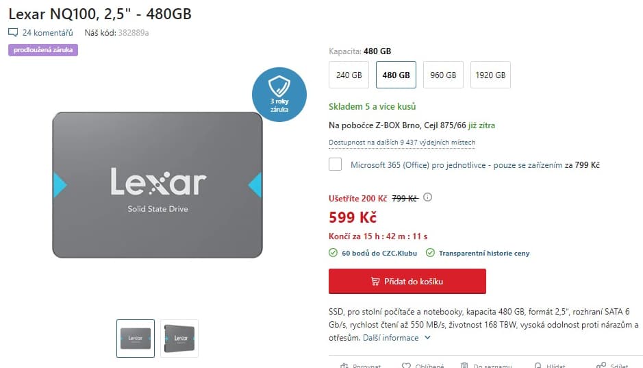 2,5" SSD disk Lexar 480 GB