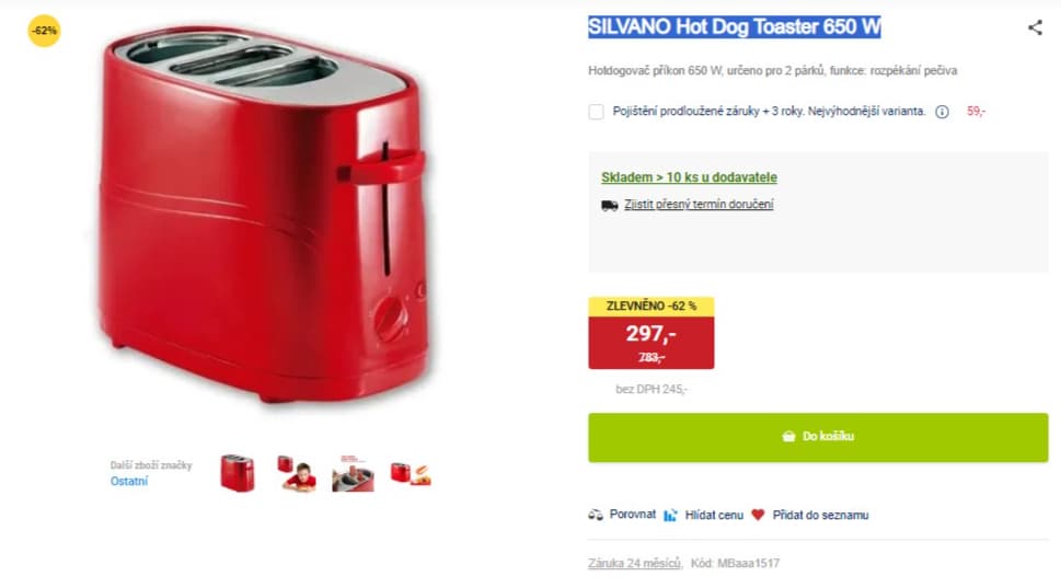 Hotdogovač Silvano párky i pečivo
