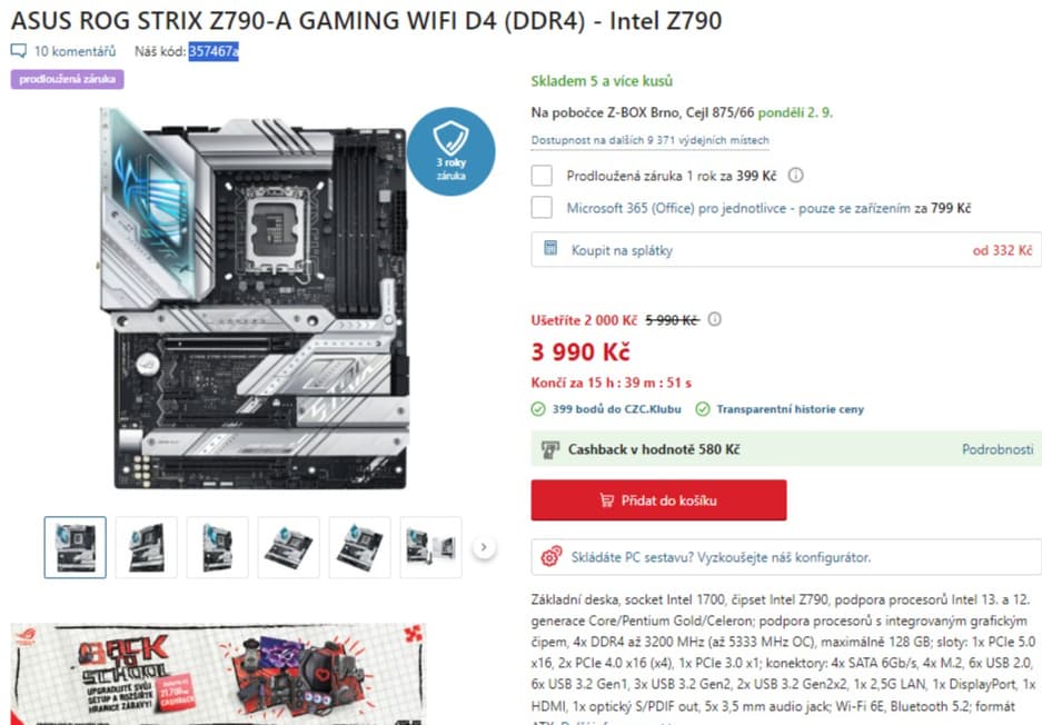 Základní deska pro herní PC Asus Rog Strix