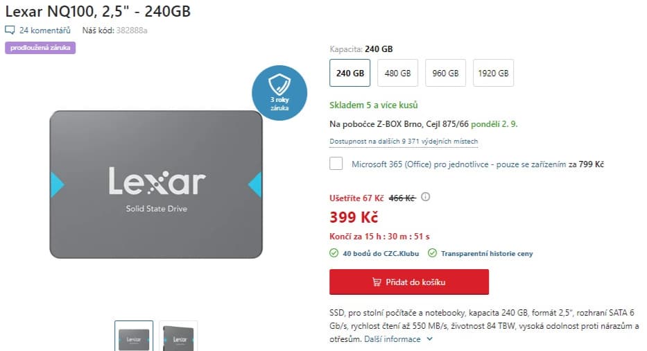 2,5" SSD disk Lexar 240 GB
