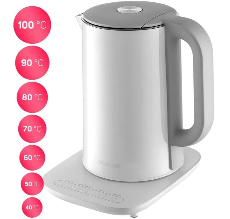 Rychlovarná konvice Sencor, teploty, 1,5l.