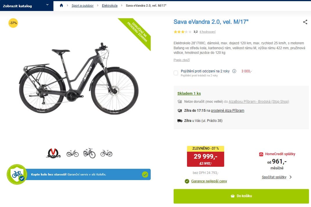 Dámské elektrokolo Sava, 120km, M/17"