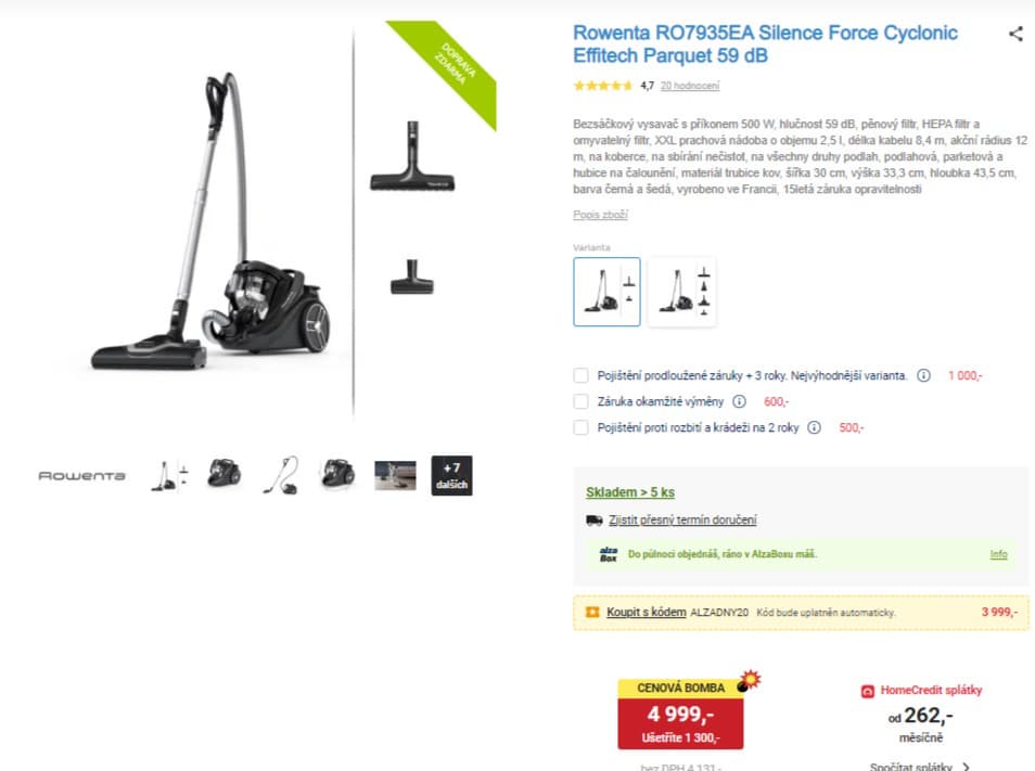 Bezsáčkový vysavač Rowenta, cyklon, Hepa
