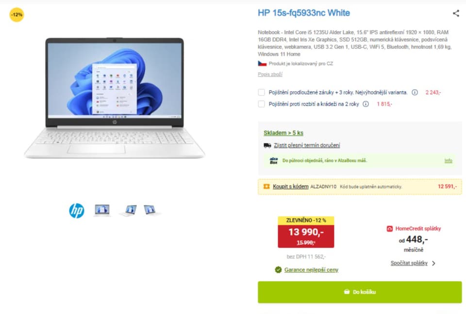 Ntb HP i5 4,4GHz, 16GB RAM, SSD, 15,6"