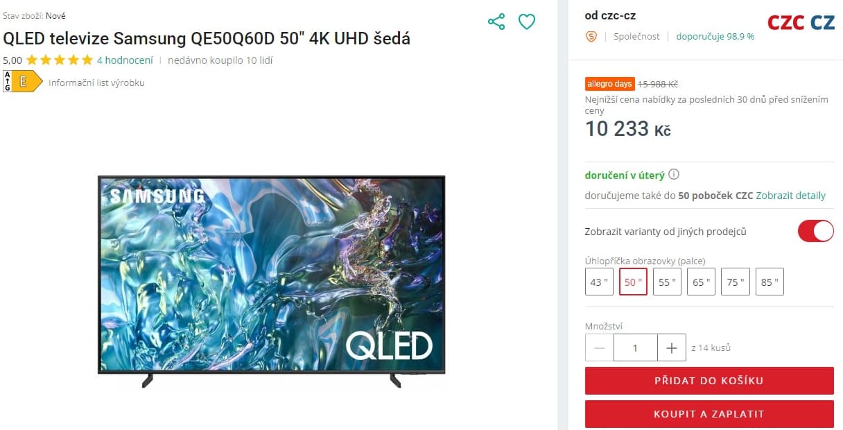 4K Smart TV, PiP, 127cm, Samsung