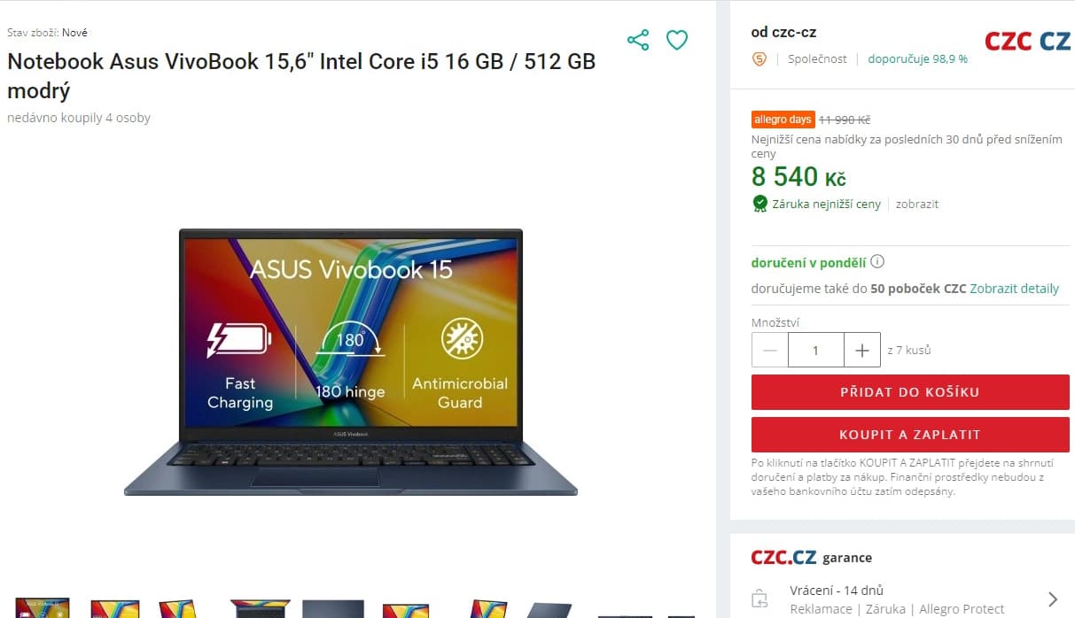 Asus 4,4GHz, 16GB RAM, SSD, 15,6"