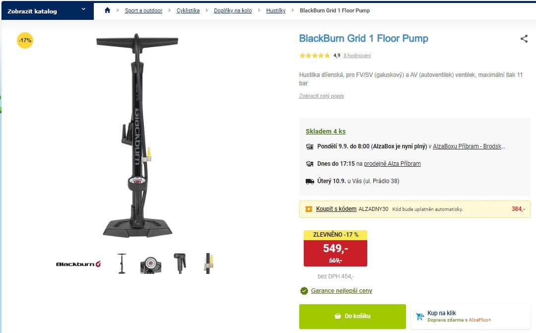 Hustilka BlackBurn Grid 1 Floor Pump