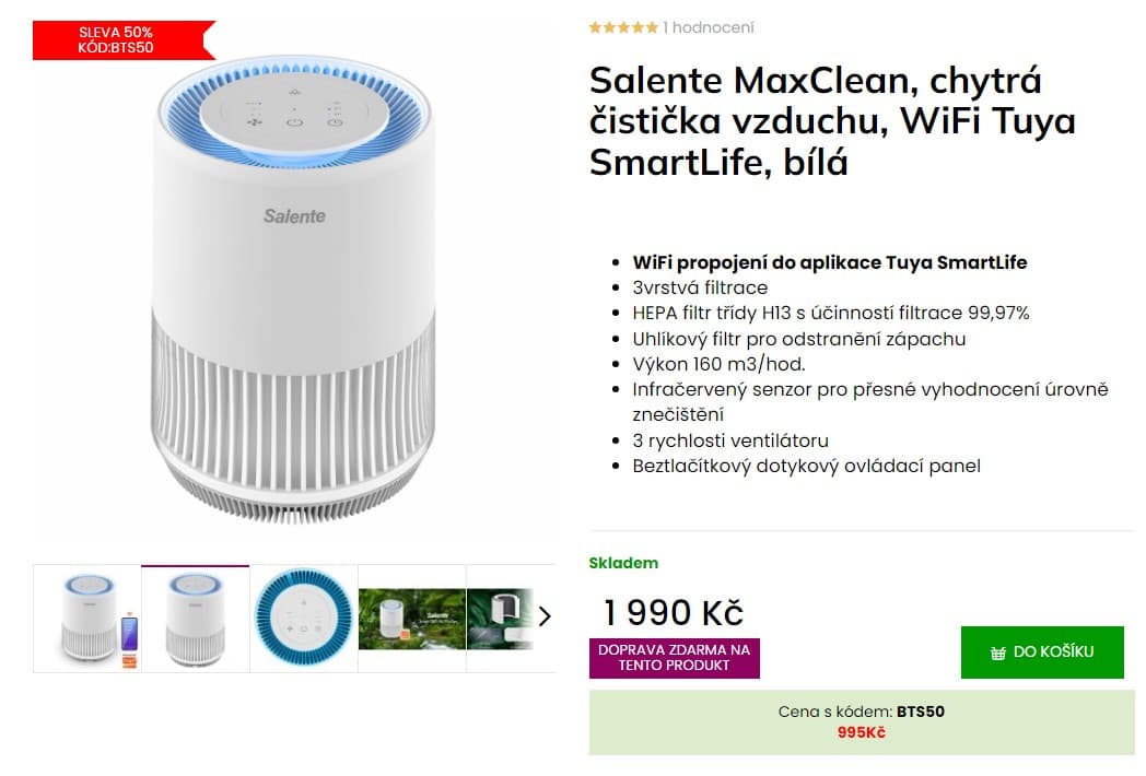 Čistička vzduchu Salente MaxClean, WiFi