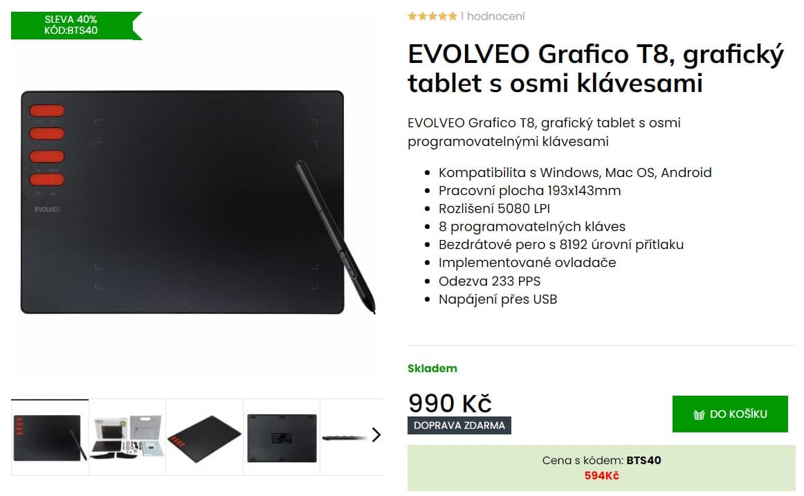 Grafický tablet Evolveo Grafico T8