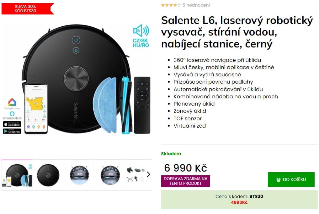 Laserový robotický vysavač Salente, 2v1