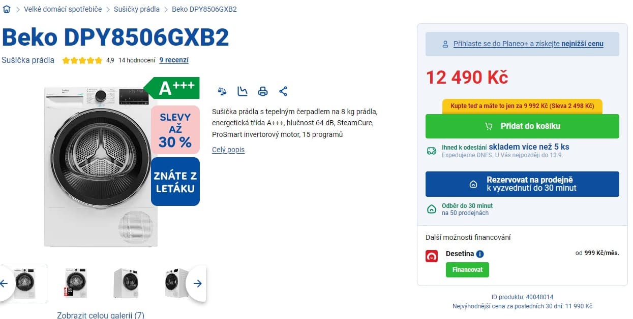 Sušička prádla Beko 8kg, A+++, dTest