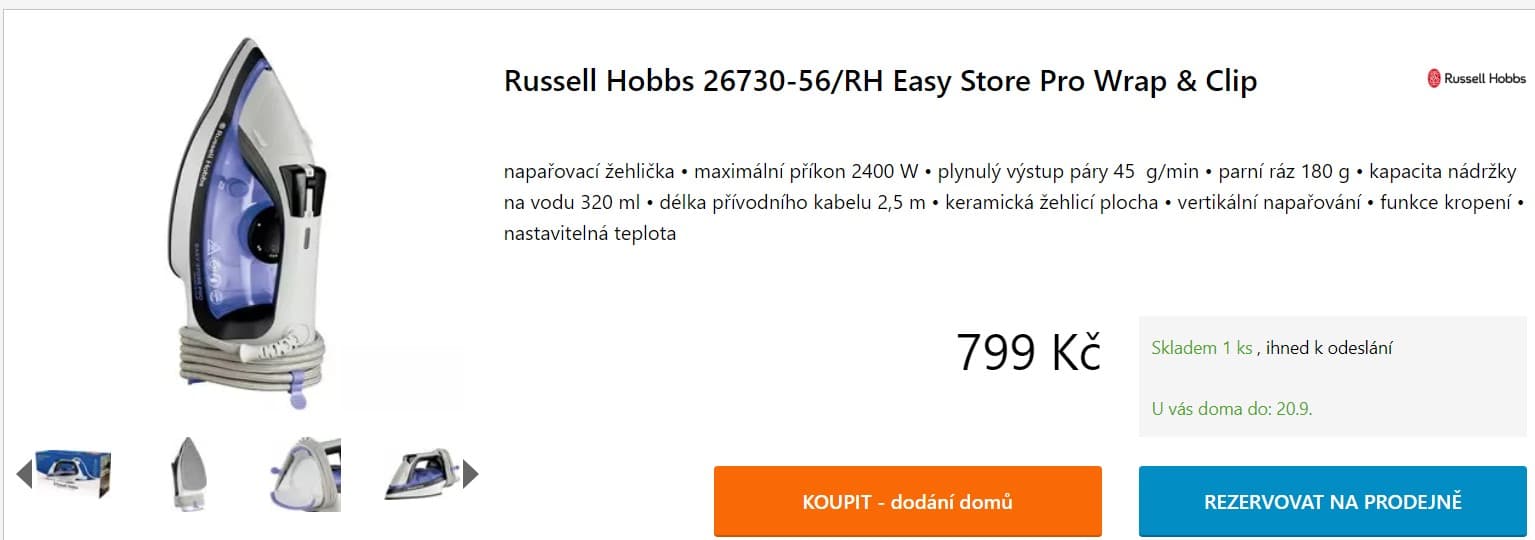 Žehlička Russel Hobbs, 2400 W