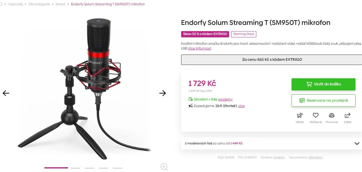 Mikrofon pro hraní, stream, videa Endorfy
