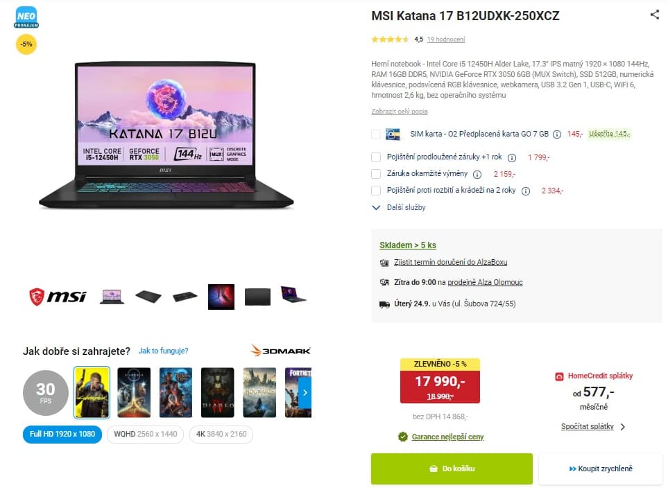 MSI i5 4,4GHz, 16GB RAM, 6GB Nvidia, 17,3"