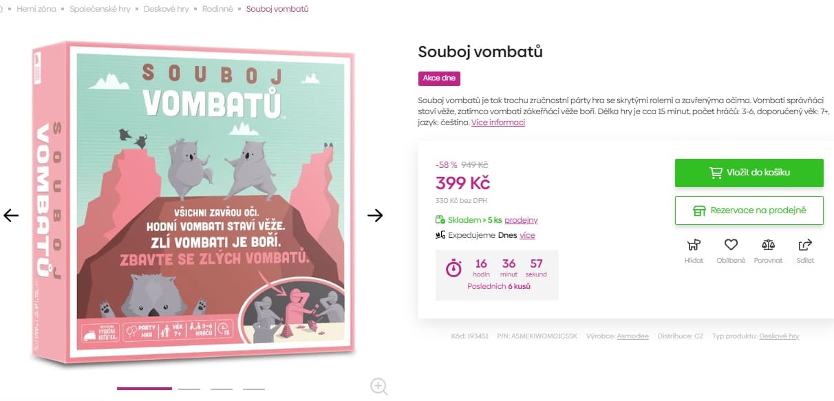 Desková hra Souboj vombatů