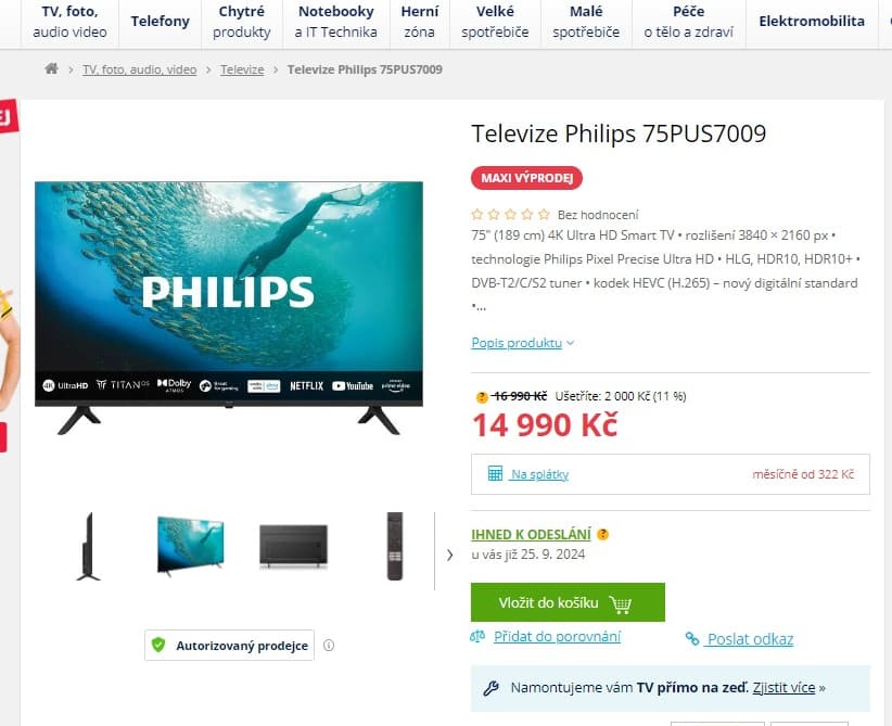 4K Smart TV, Atmos, 191cm, Philips
