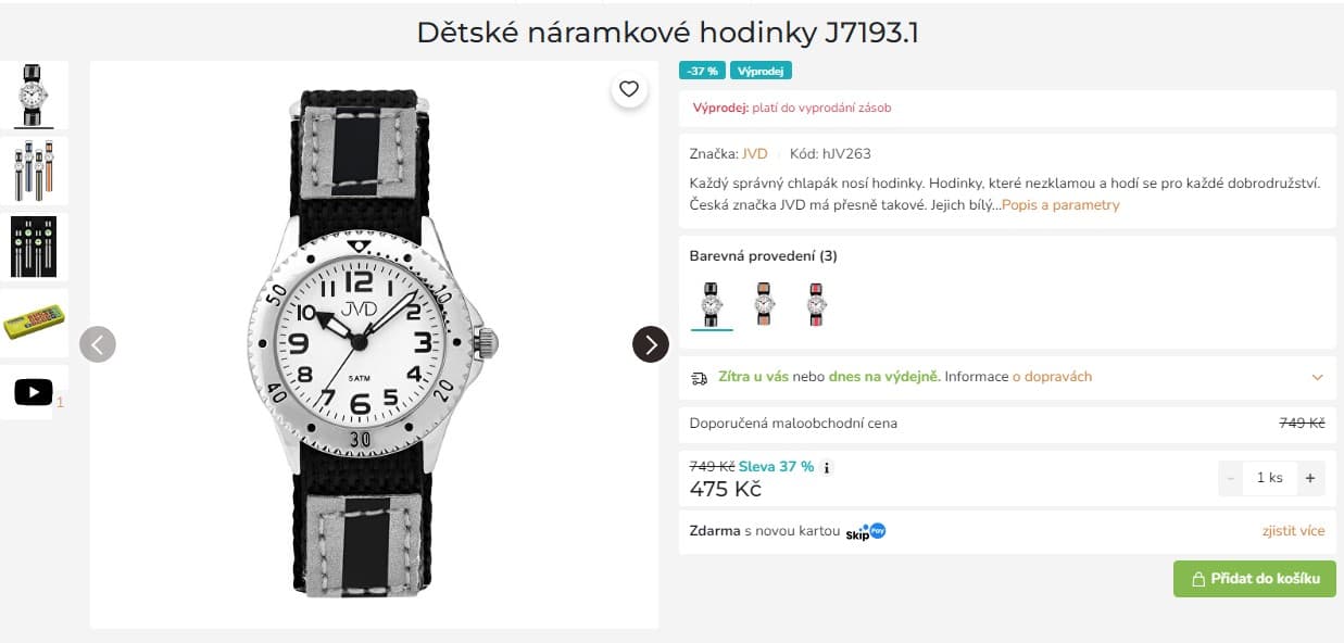 Dětské náramkové hodinky JVD