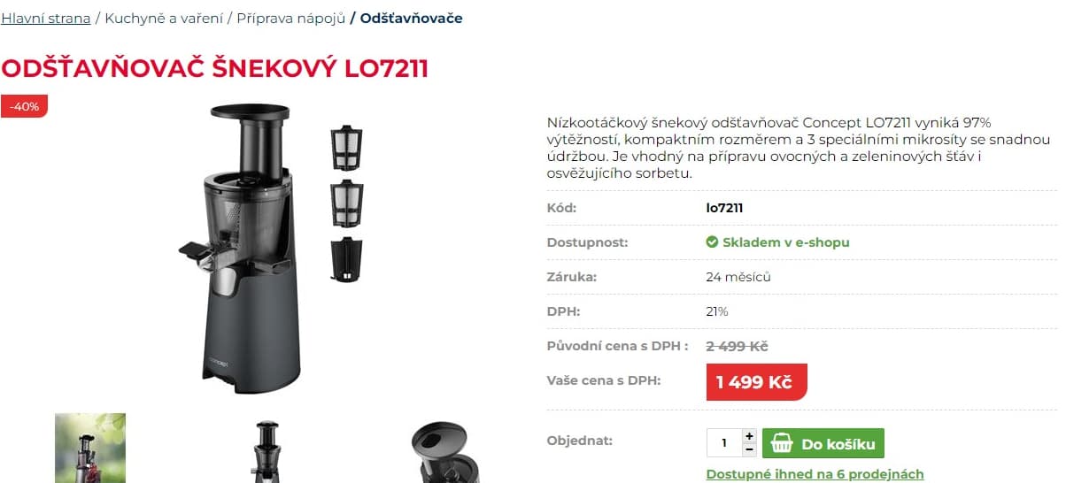 Šnekový odšťavňovač Concept