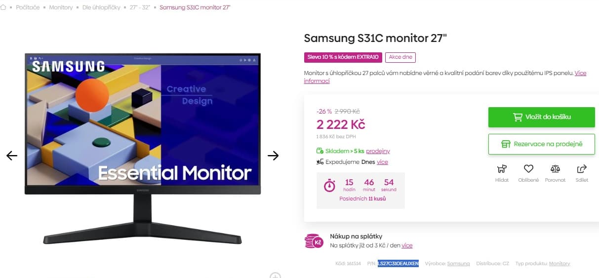 FHD PC monitor Samsung 27"