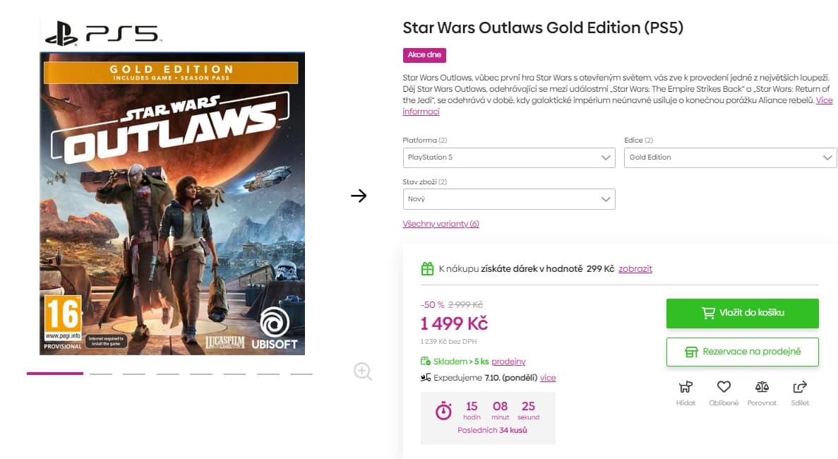 Hra Star Wars Outlaws Gold Edition (PS5)