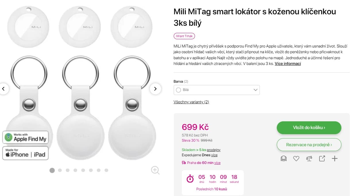 Smart lokátor s koženou klíčenkou MiLi MiTag