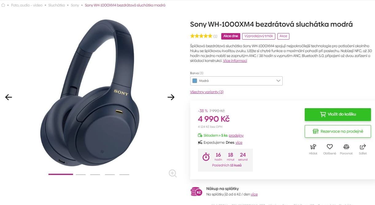 BT sluchátka SONY, 30h. technologie