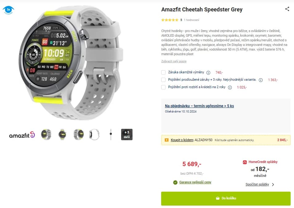Chytré sportovní hodinky Amazfit Cheetah