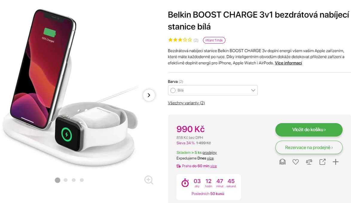 Bezdrátová nabíjecí stanice Belkin 3v1