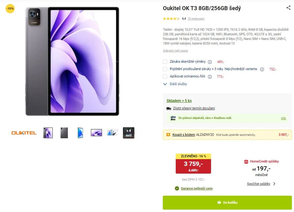 Tablet Oukitel 8x 2GHz, 8GB RAM, 10,51"