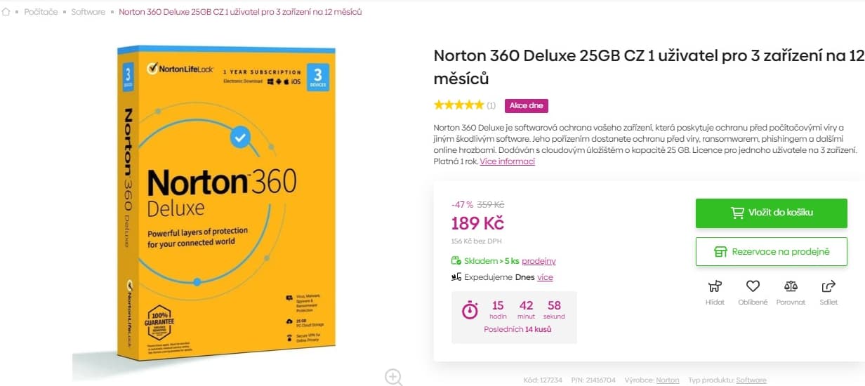 Softwarová ochrana Norton 360 Deluxe