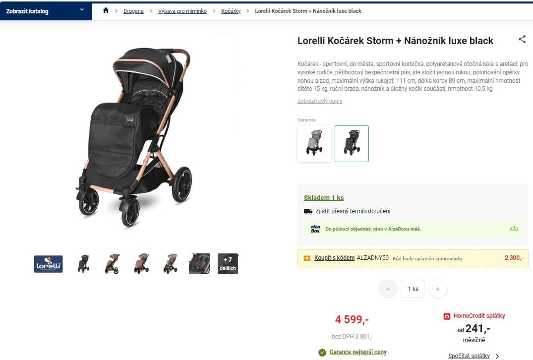 Sportovní kočárek Lorelli Storm + nánožník 
