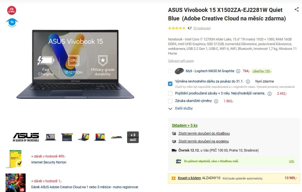 Asus i7 4,7GHz, 16 GB RAM, SSD, 15,6"