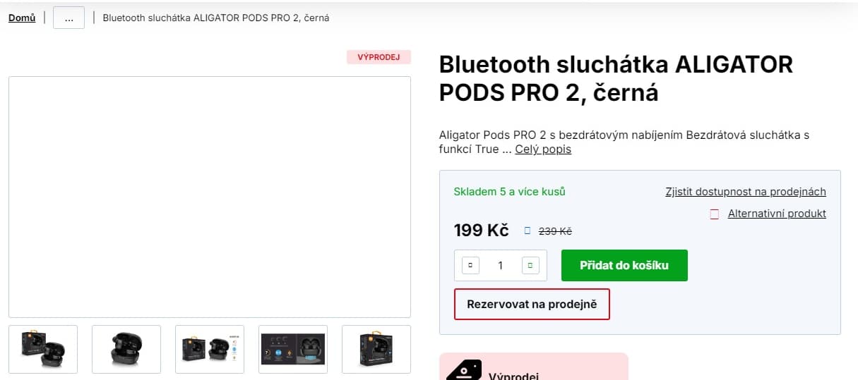 BT sluchátka Aligator Pods Pro 2, 30hod, Qi