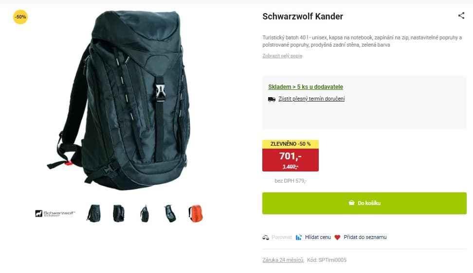 Turistický batoh Schwarzwolf 40l.