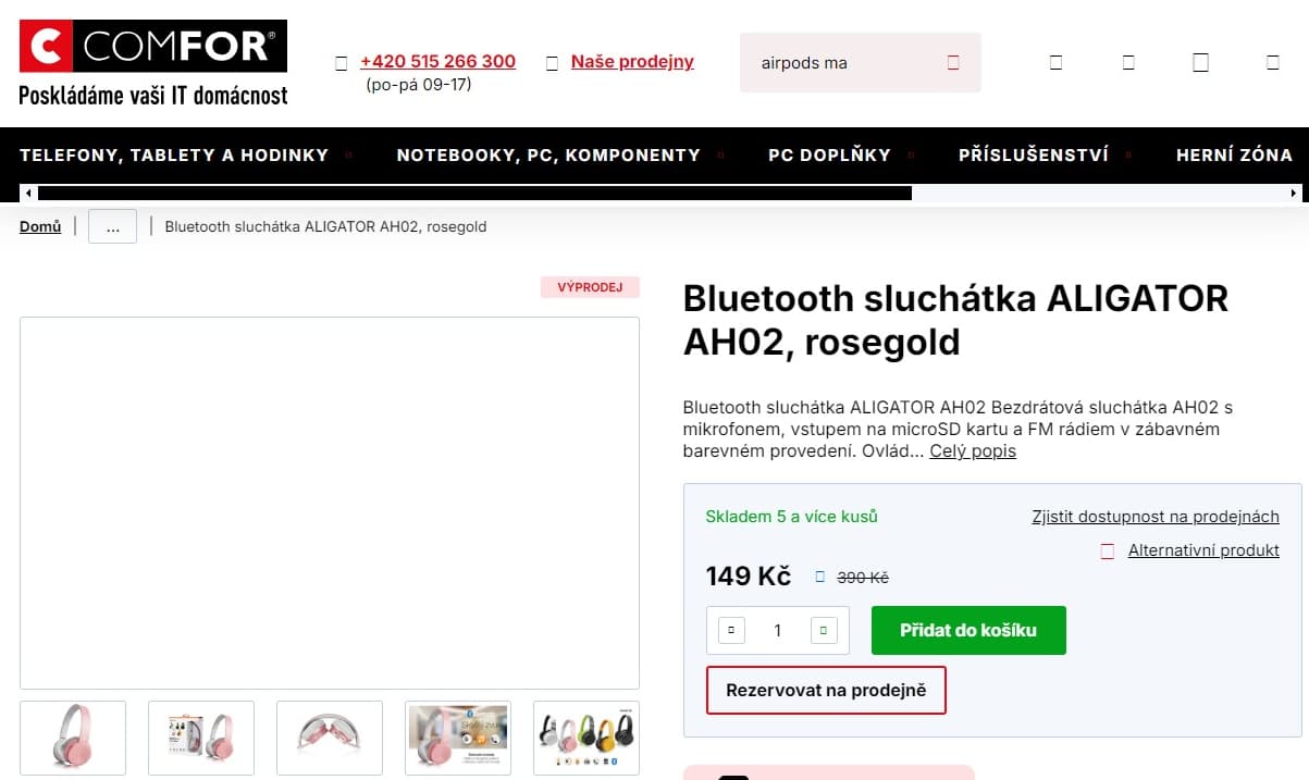 BT sluchátka Aligator, 6hod., mikrofon