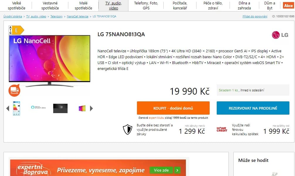 4K Nanocell TV 189 cm, LG