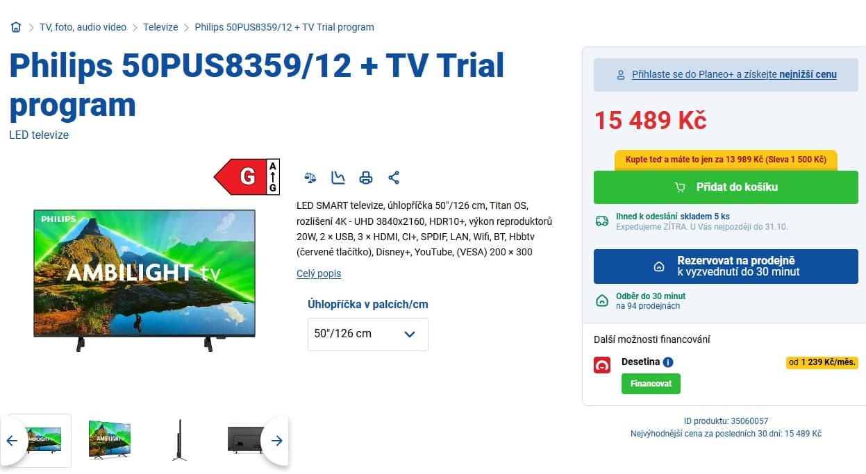 4K Ambilight TV 126 cm Philips