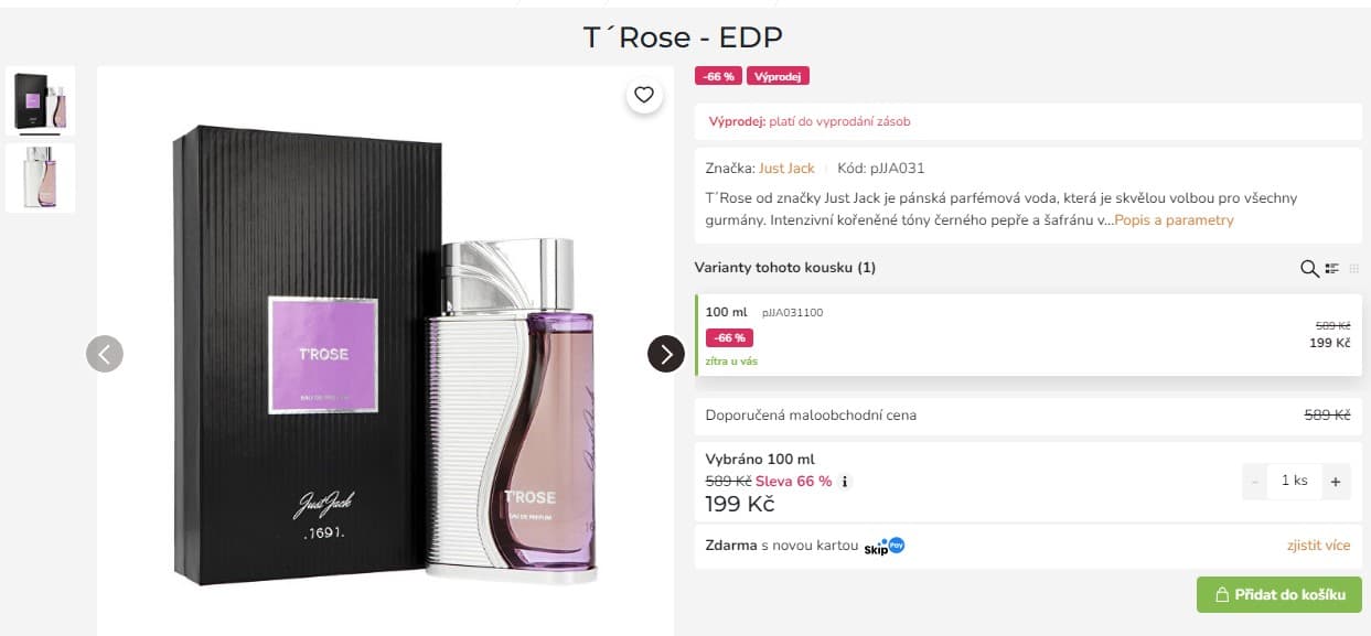Pánská parfémová voda Just Jack T´Rose