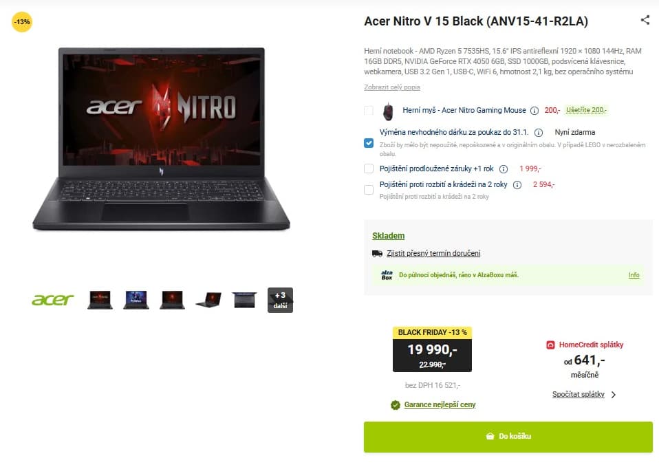 Acer 4,55GHz, 16GB RAM, 6GB Nvidia, 15,6"