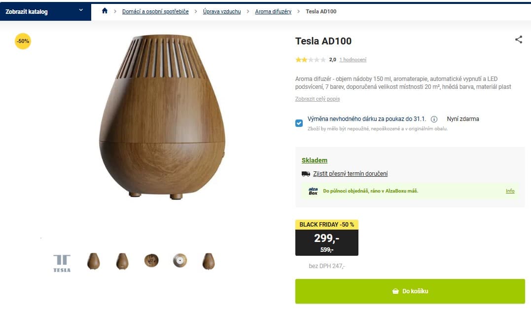 Aroma difuzér Tesla, 150 ml, 7 barev