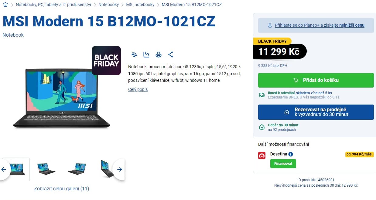 MSI i5 4,4GHz, 16GB RAM, 15,6", 1,8kg