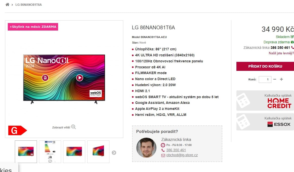 4K Nanocell TV 217 cm, LG