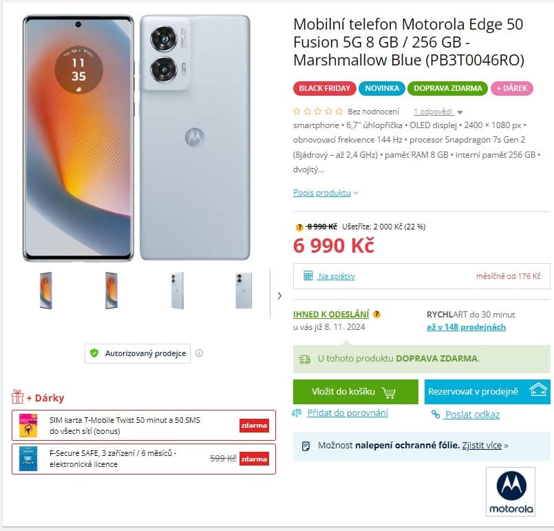 Motorola 8x 2,4GHz, 8GB RAM, 6,67"